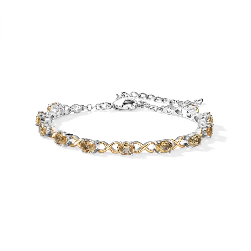 EverTrue Brazilian Citrine 4.75 ctw Bracelet in 18K YG Plated and Platinum Bond (6.50-8.50In)
