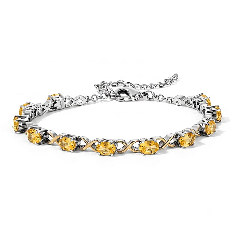 EverTrue Brazilian Citrine 4.75 ctw Bracelet in 18K YG Plated and Platinum Bond (6.50-8.50In)