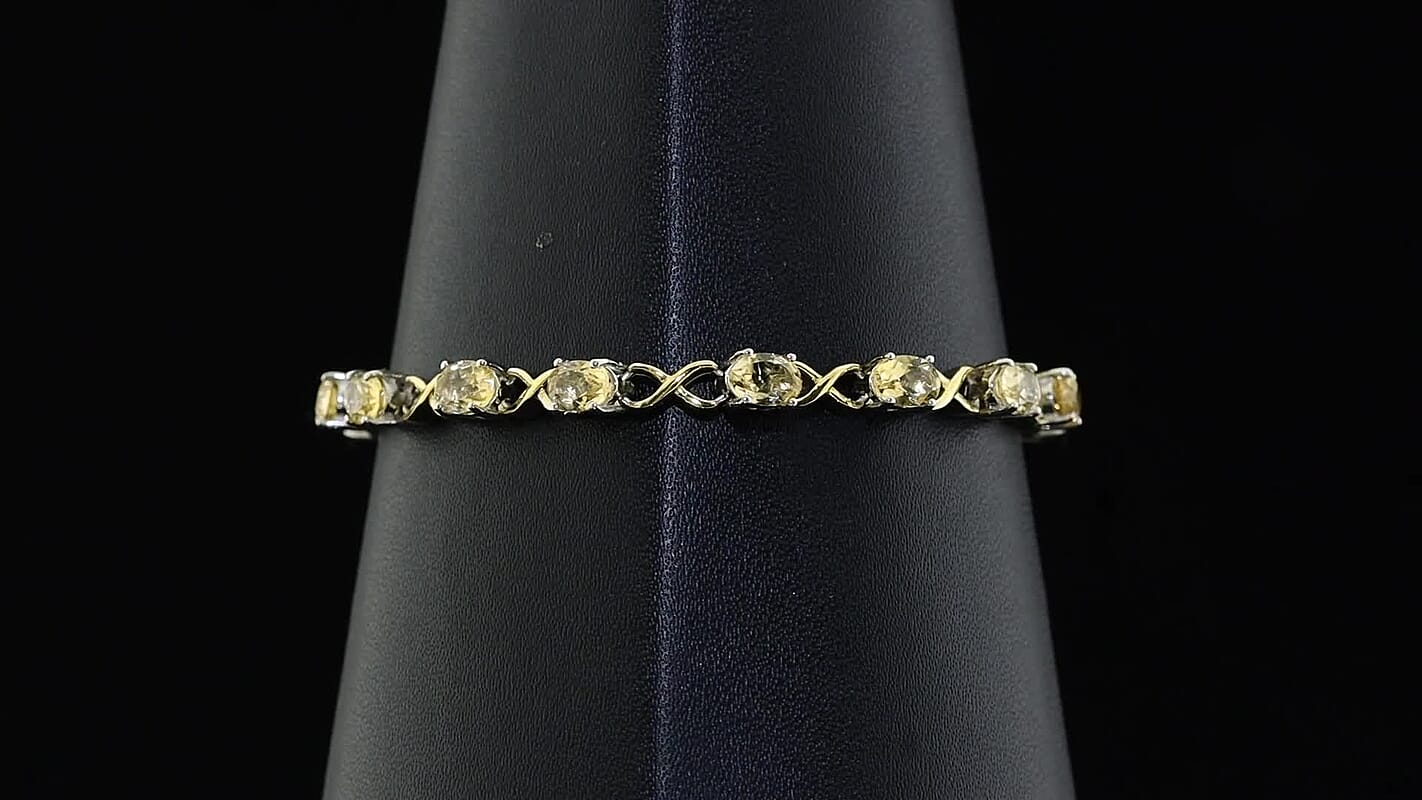 EverTrue Brazilian Citrine 4.75 ctw Bracelet in 18K YG Plated and Platinum Bond (6.50-8.50In)