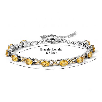 EverTrue Brazilian Citrine 4.75 ctw Bracelet in 18K YG Plated and Platinum Bond (6.50-8.50In)