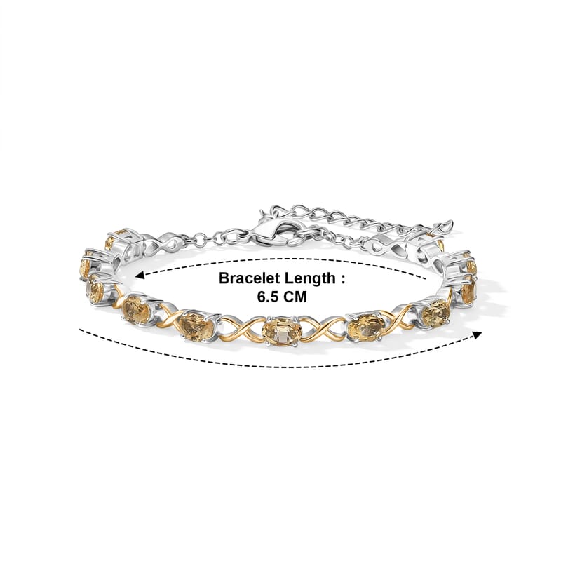EverTrue Brazilian Citrine 4.75 ctw Bracelet in 18K YG Plated and Platinum Bond (6.50-8.50In)