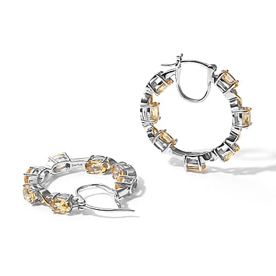 EverTrue Brazilian Citrine 6.00 ctw Hoop Earrings in 18K YG Plated and Platinum Bond
