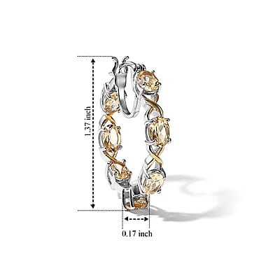 EverTrue Brazilian Citrine 6.00 ctw Hoop Earrings in 18K YG Plated and Platinum Bond