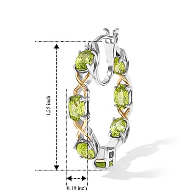EverTrue Hebei Peridot 6.50 ctw Hoop Earrings in 18K YG Plated and Platinum Bond