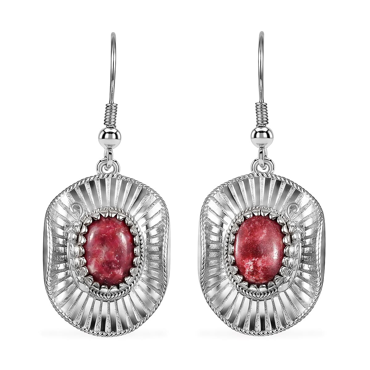 EverTrue Premium Norwegian Thulite 5.60 ctw Earrings in Platinum Bond