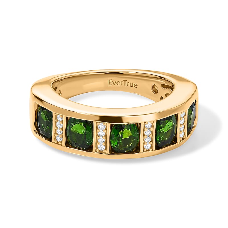 EverTrue Chrome Diopside and White Zircon 2.25 ctw Ring in 18K YG Plated (Size 6.0)