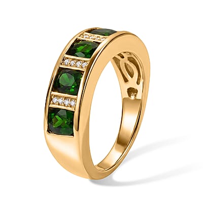 EverTrue Chrome Diopside and White Zircon 2.25 ctw Ring in 18K YG Plated (Size 6.0)