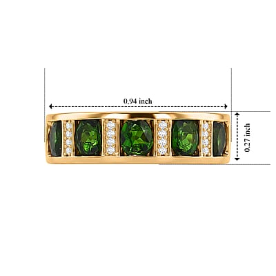 EverTrue Chrome Diopside and White Zircon 2.25 ctw Ring in 18K YG Plated (Size 6.0)