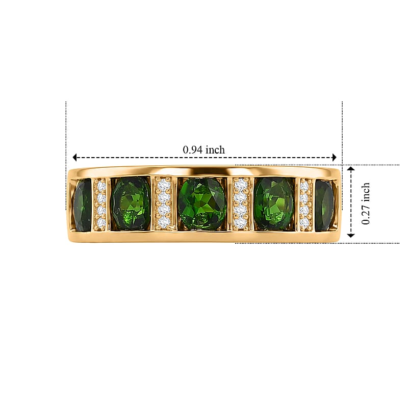 EverTrue Chrome Diopside and White Zircon 2.25 ctw Ring in 18K YG Plated (Size 6.0)