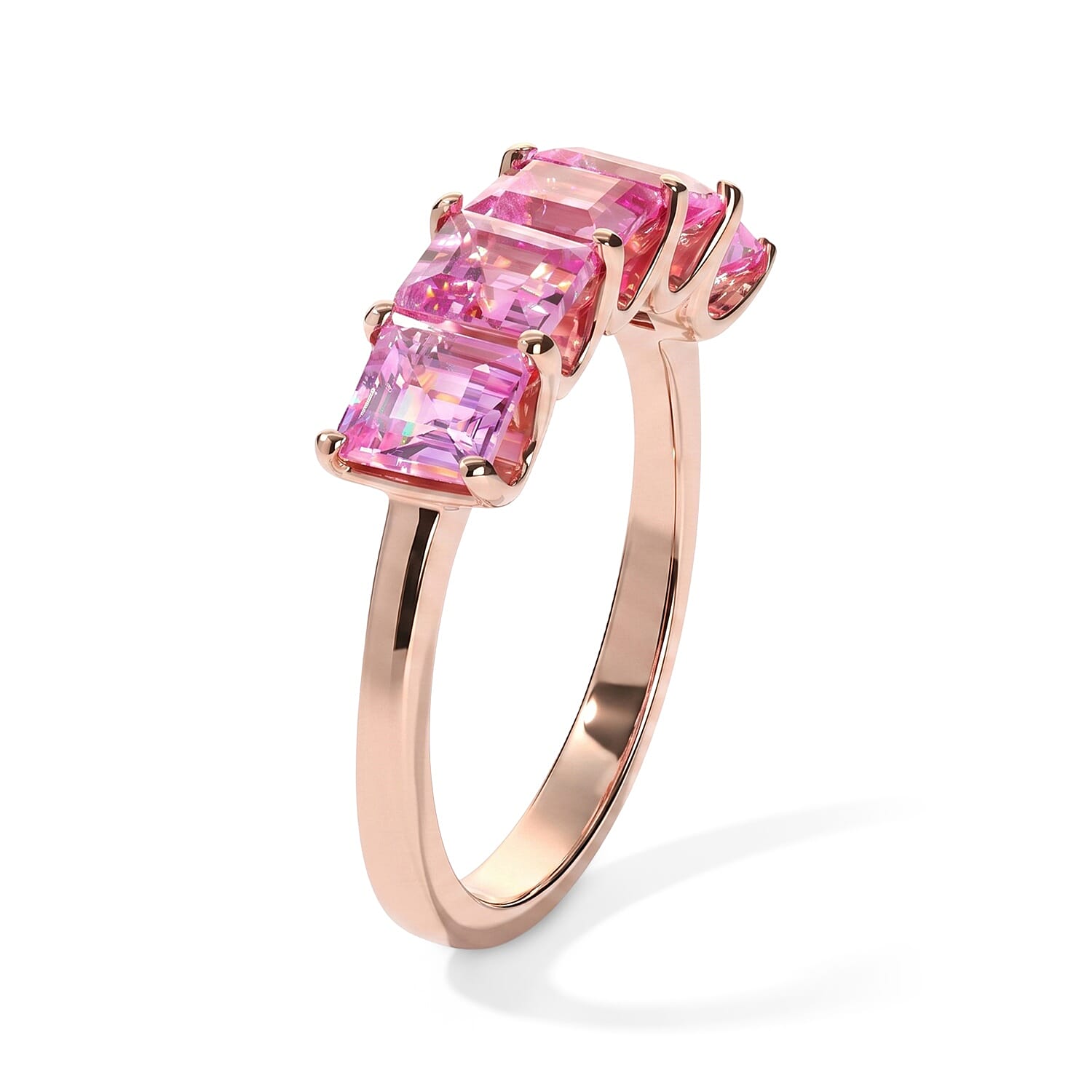 EverTrue Lab Created Pink Sapphire and White Zircon 2.50 ctw Ring in 14K RG Plated (Size 7.0)