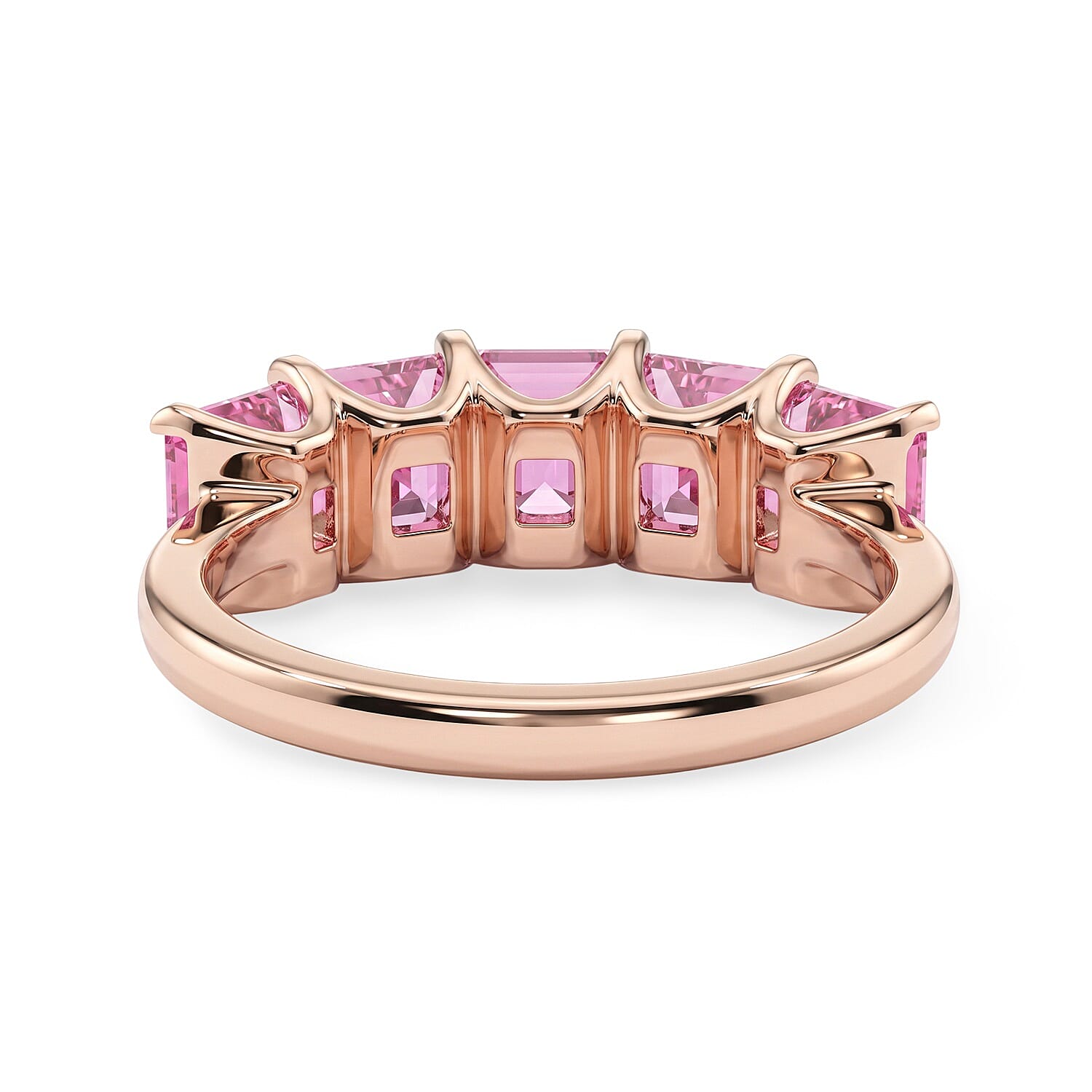 EverTrue Lab Created Pink Sapphire and White Zircon 2.50 ctw Ring in 14K RG Plated (Size 7.0)