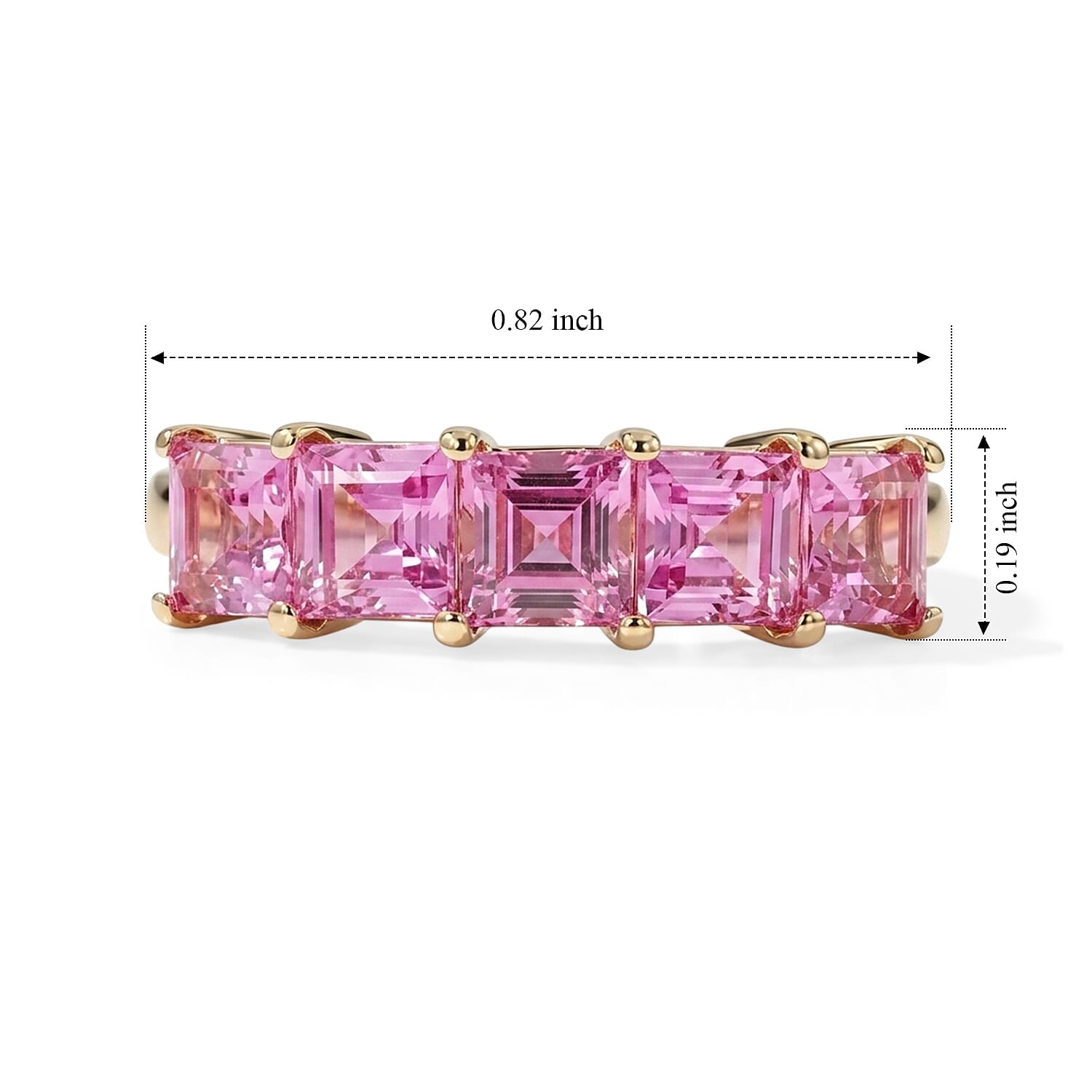 EverTrue Lab Created Pink Sapphire and White Zircon 2.50 ctw Ring in 14K RG Plated (Size 7.0)