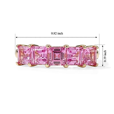 EverTrue Lab Created Pink Sapphire and White Zircon 2.50 ctw Ring in 14K RG Plated (Size 7.0)