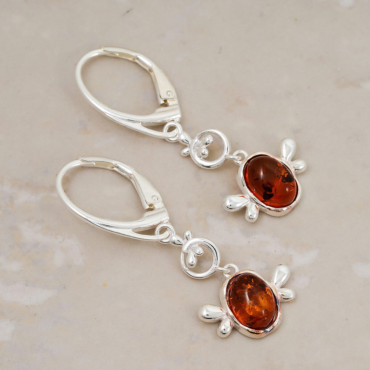 Baltic Amber Earrings in Sterling Silver image number 1