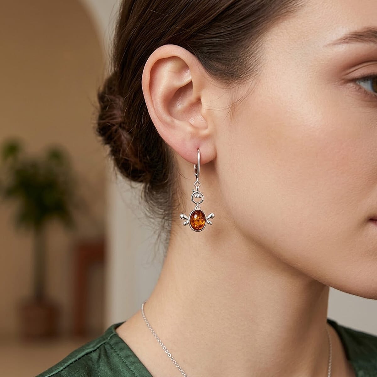 Baltic Amber Earrings in Sterling Silver image number 2