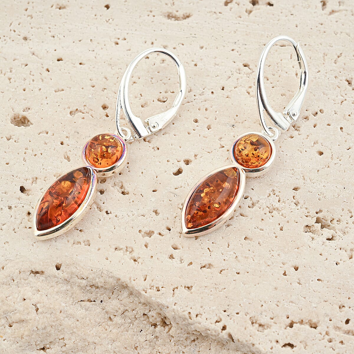 Baltic Amber Earrings in Sterling Silver image number 1