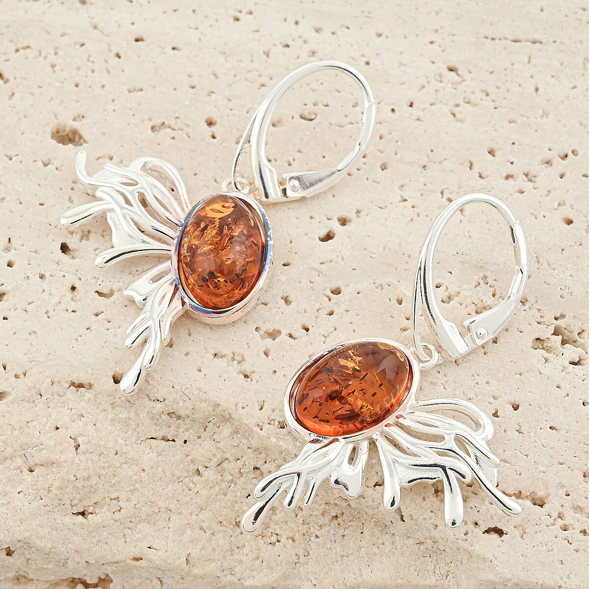Baltic Amber Earrings in Sterling Silver image number 1
