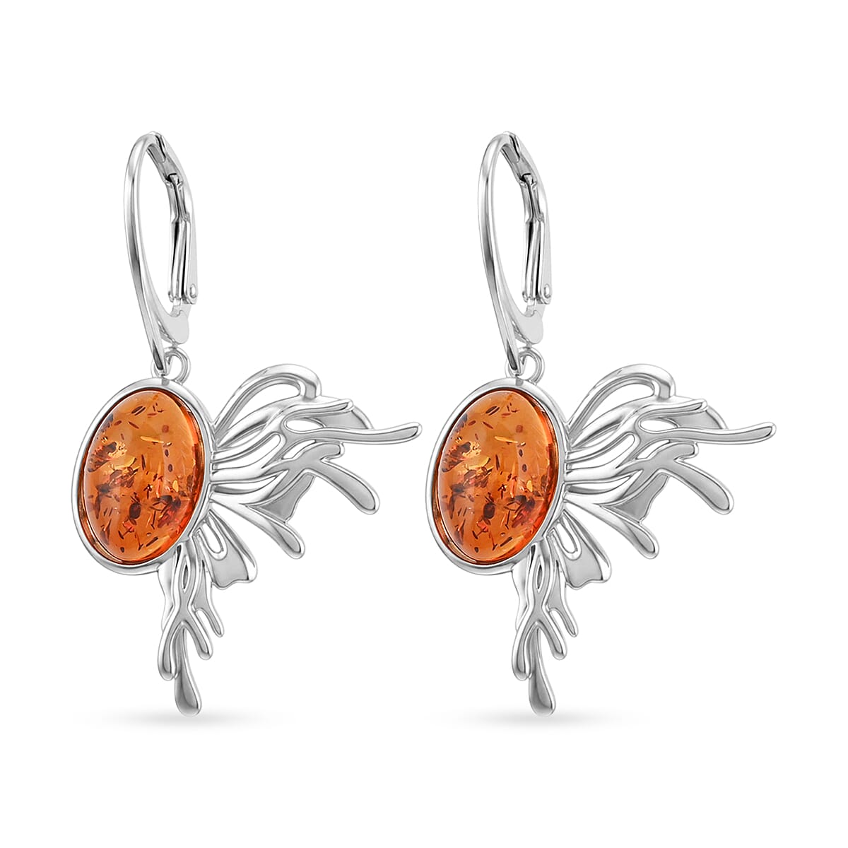 Baltic Amber Earrings in Sterling Silver image number 3