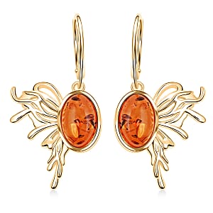 Baltic Amber Earrings in 14K YG Over Sterling Silver