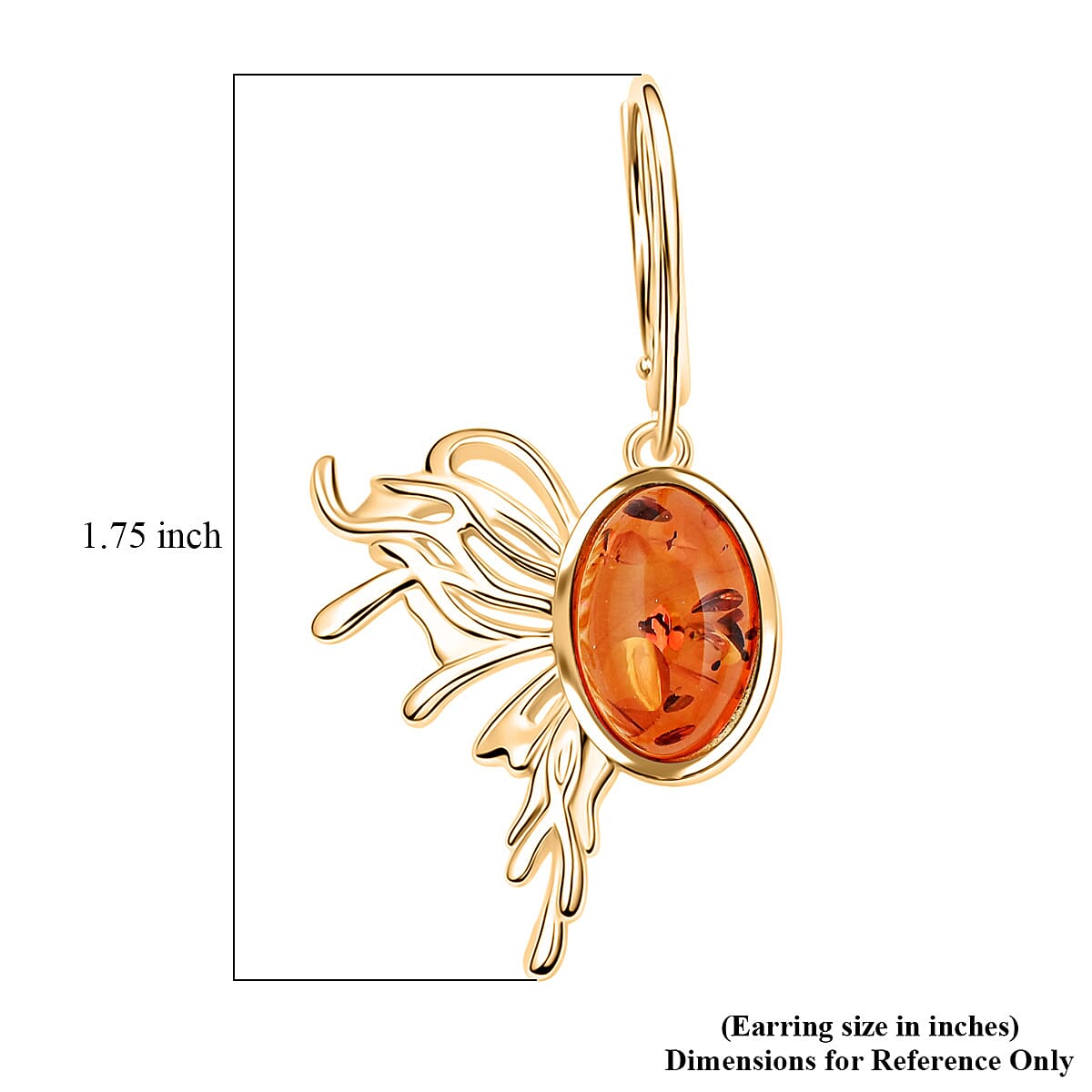 Baltic Amber Earrings in 14K YG Over Sterling Silver image number 3