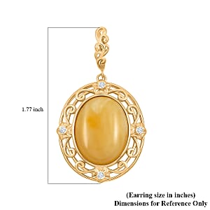 Baltic Butterscotch Amber, Simulated Diamond 0.80 ctw Earrings in 14K YG Over Sterling Silver