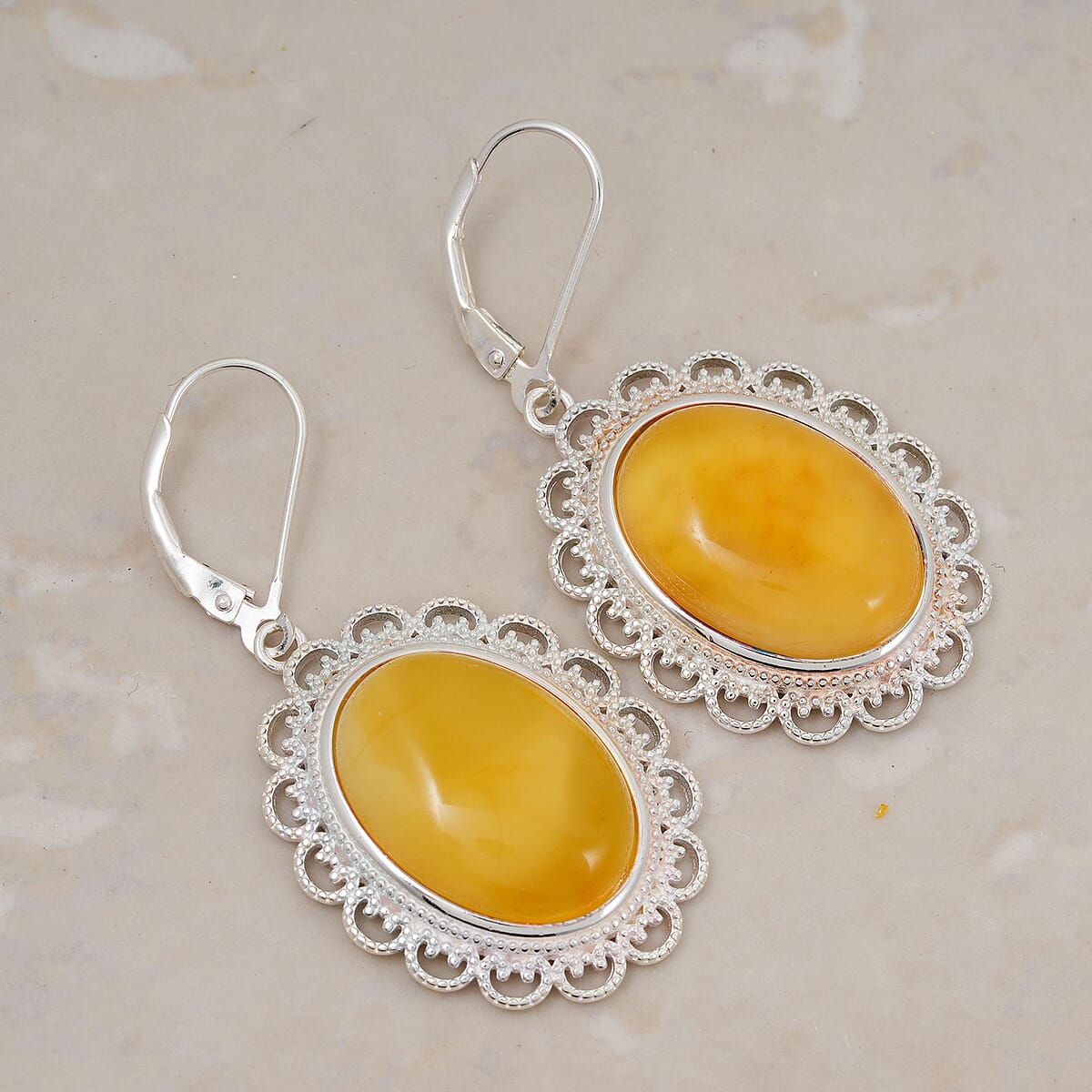 Baltic Butterscotch Amber Drop Earrings in Sterling Silver image number 1