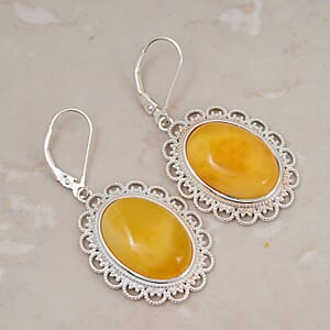 Baltic Butterscotch Amber Drop Earrings in Sterling Silver