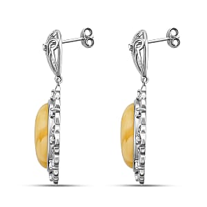 Butterscotch Amber Drop Earrings in Sterling Silver