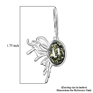 Green Amber Earrings in Sterling Silver