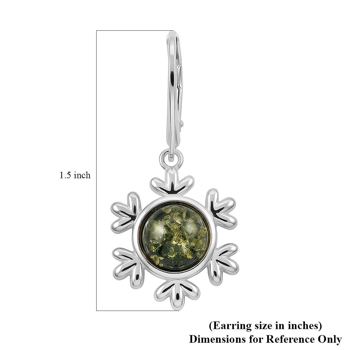 Green Amber Earrings in Sterling Silver image number 4