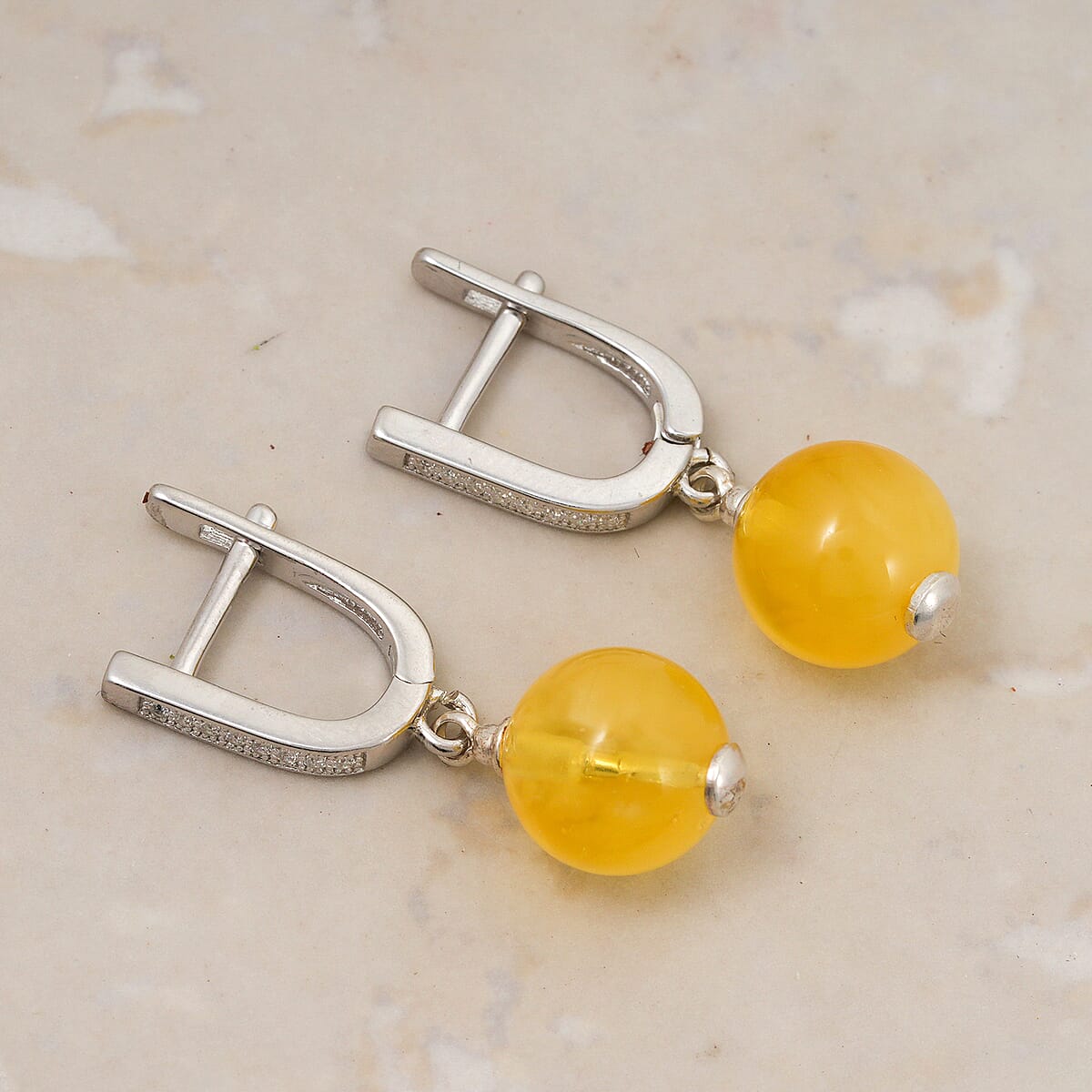 Baltic Honey Amber Earrings in Sterling Silver image number 1