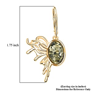Green Amber Earrings in 14K YG Over Sterling Silver