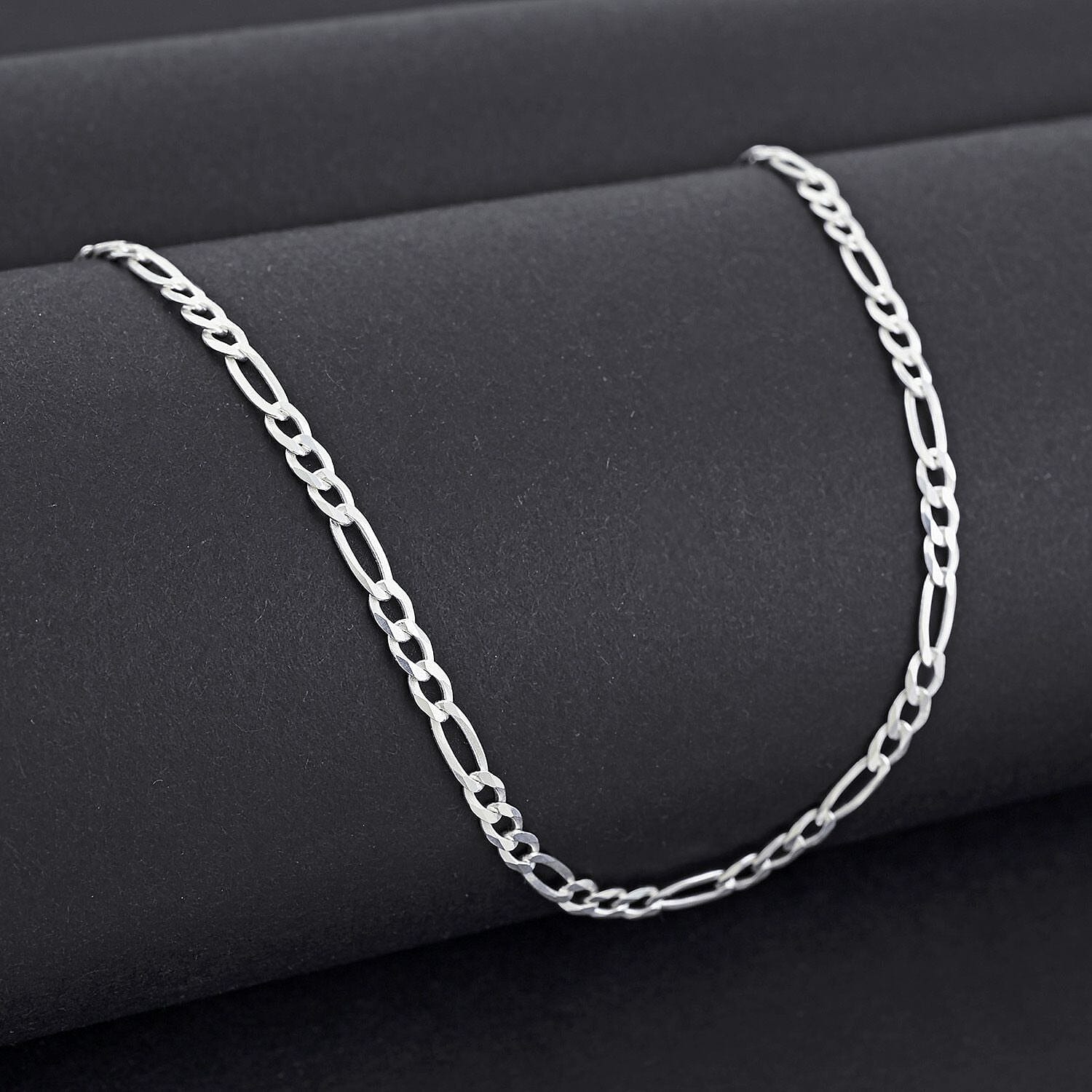 Italian Flat Figaro Chain Necklace in Sterling Silver 5.5 Grams (20 Inches)