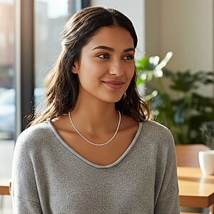 Italian Flat Figaro Chain Necklace in Sterling Silver 5.5 Grams (20 Inches)