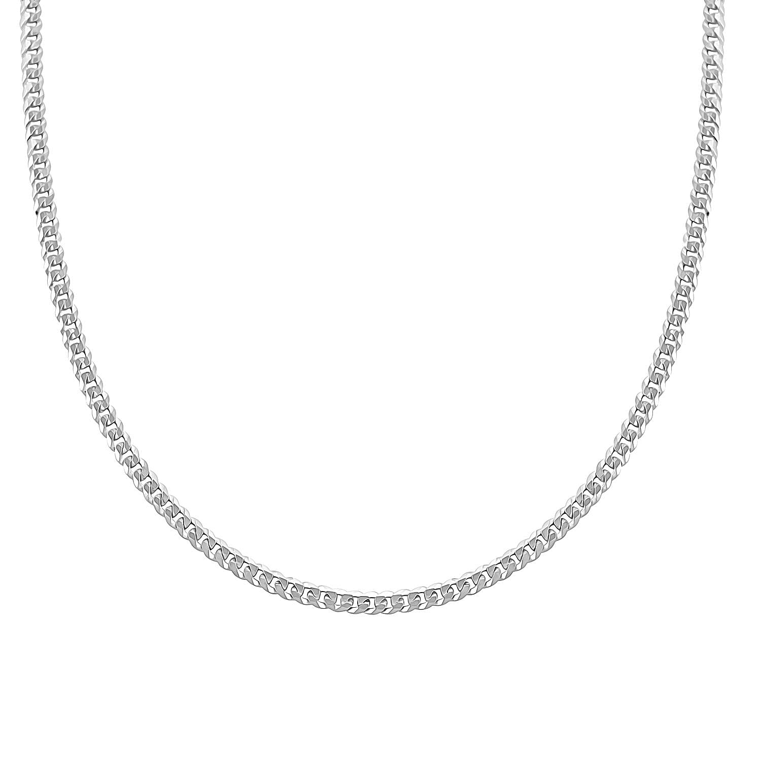 Italian Flat Curb Chain Necklace in Sterling Silver 5.45 Grams (22 Inches)