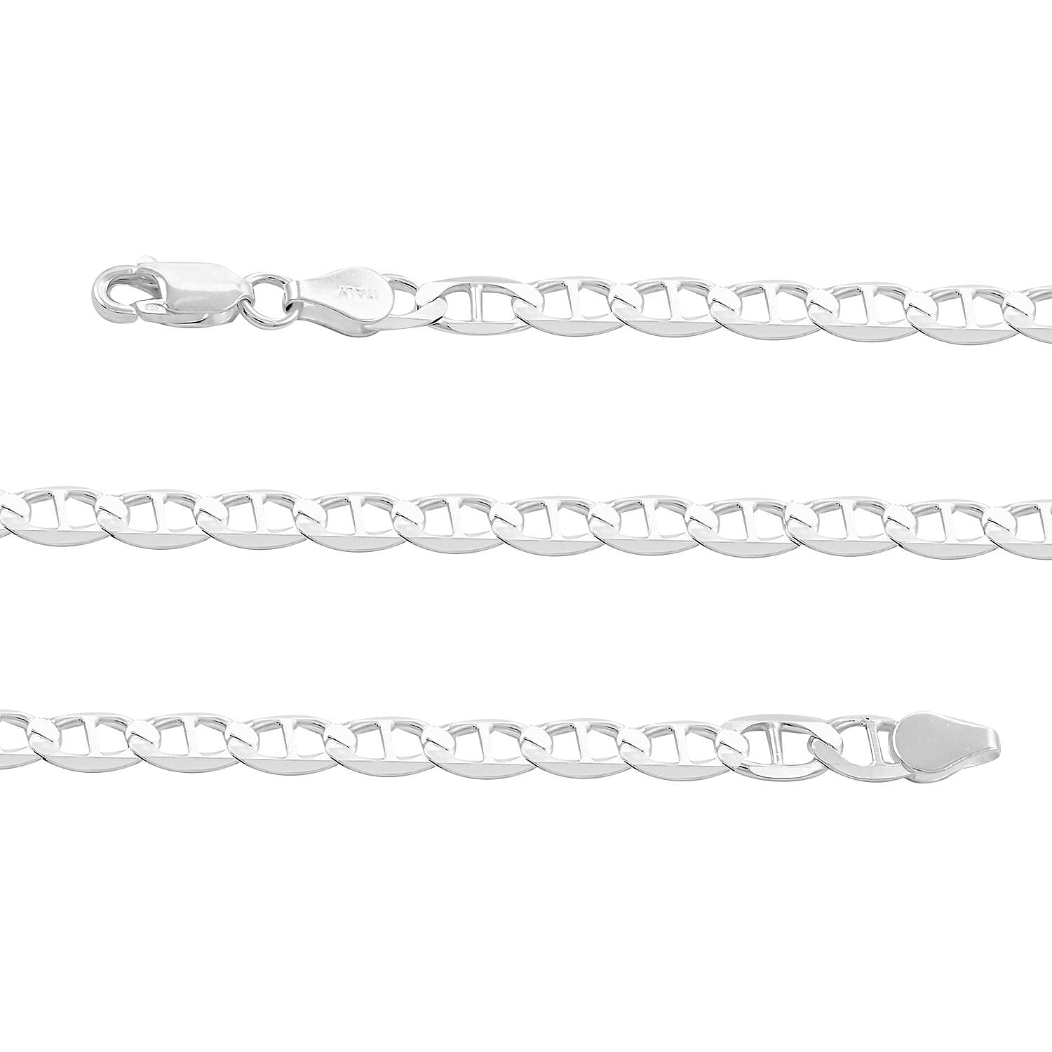 Italian Mariner Chain Necklace in Sterling Silver (22 Inches) 3.52 Grams