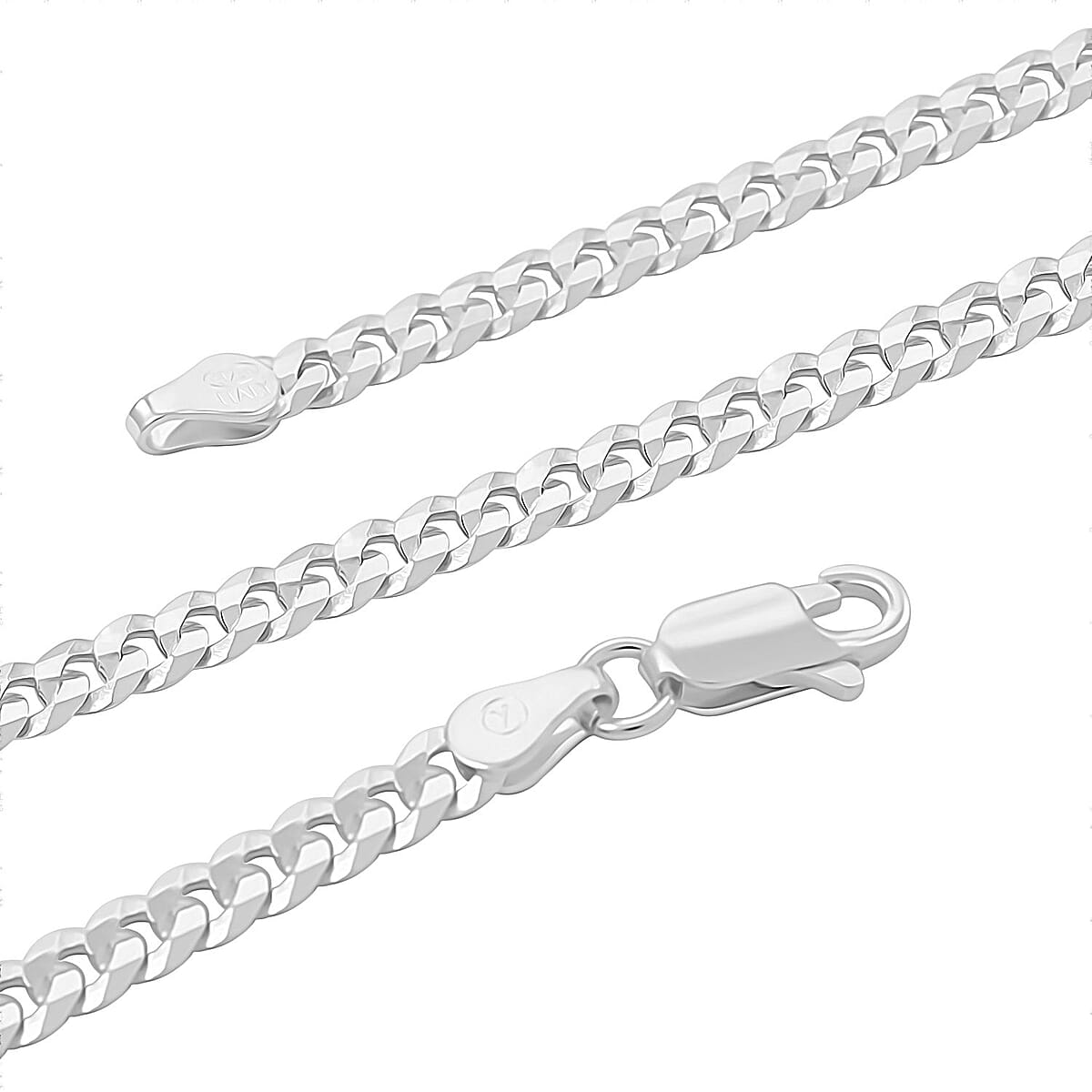 Italian Flat Curb Chain Necklace in Sterling Silver 5.94 Grams (24 Inches) image number 2