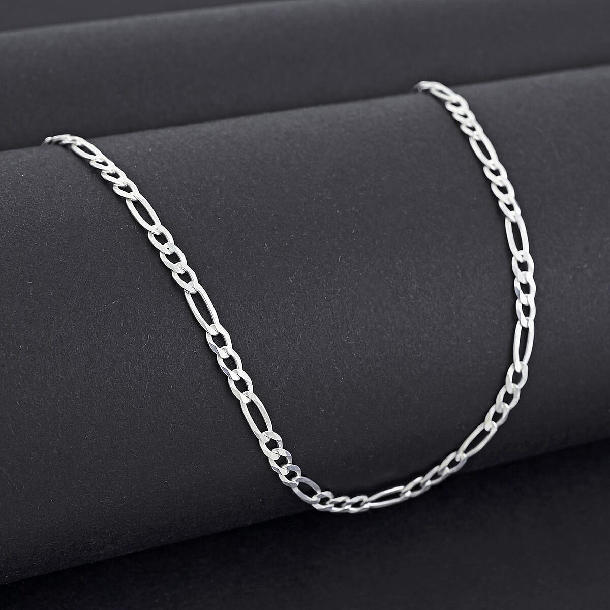 Italian Flat Figaro Chain Necklace in Sterling Silver 6.6 Grams (24 Inches) image number 1