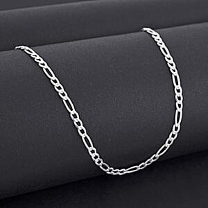 Italian Flat Figaro Chain Necklace in Sterling Silver 6.6 Grams (24 Inches)