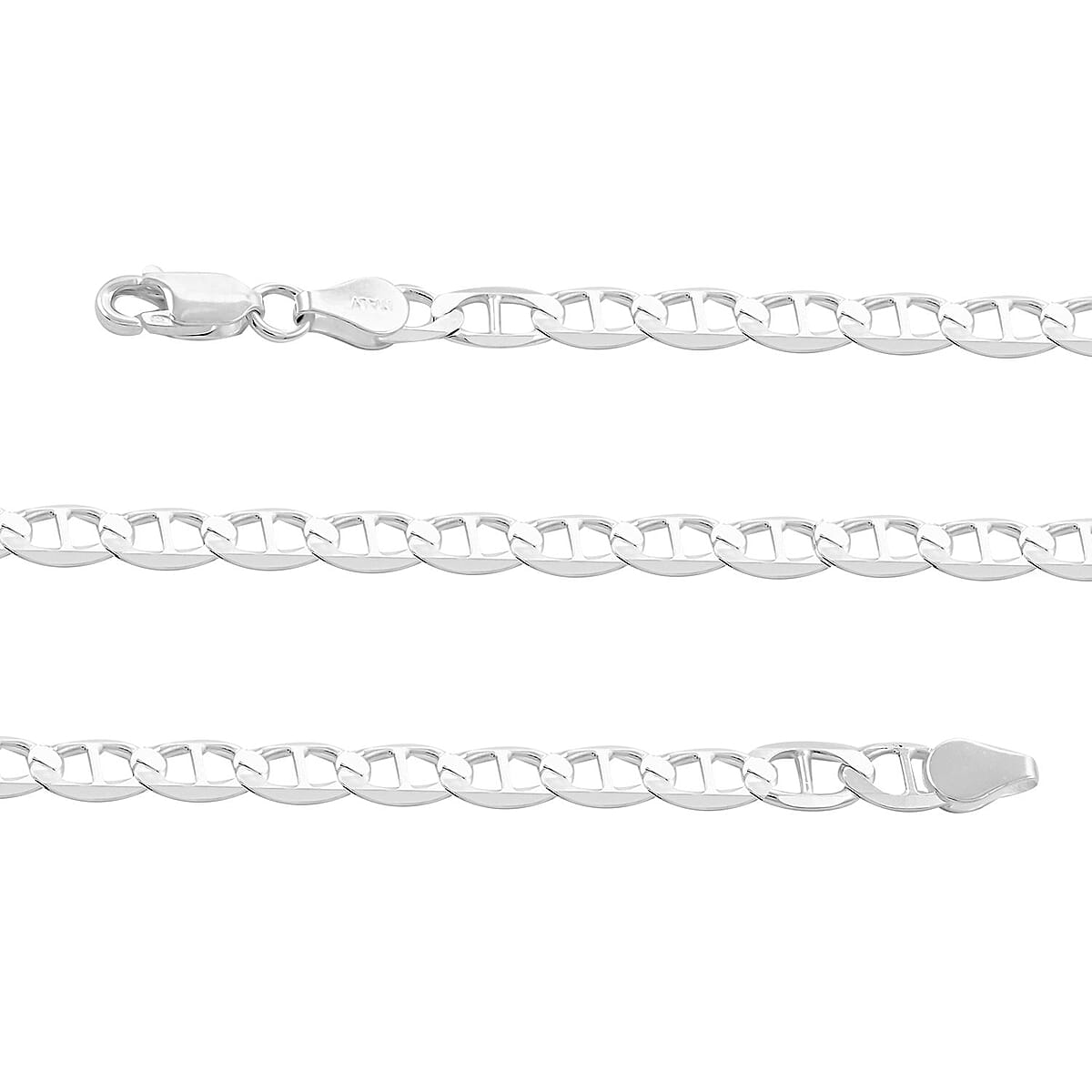 Italian Mariner Chain Necklace in Sterling Silver 3.84 Grams (24 Inches) image number 2