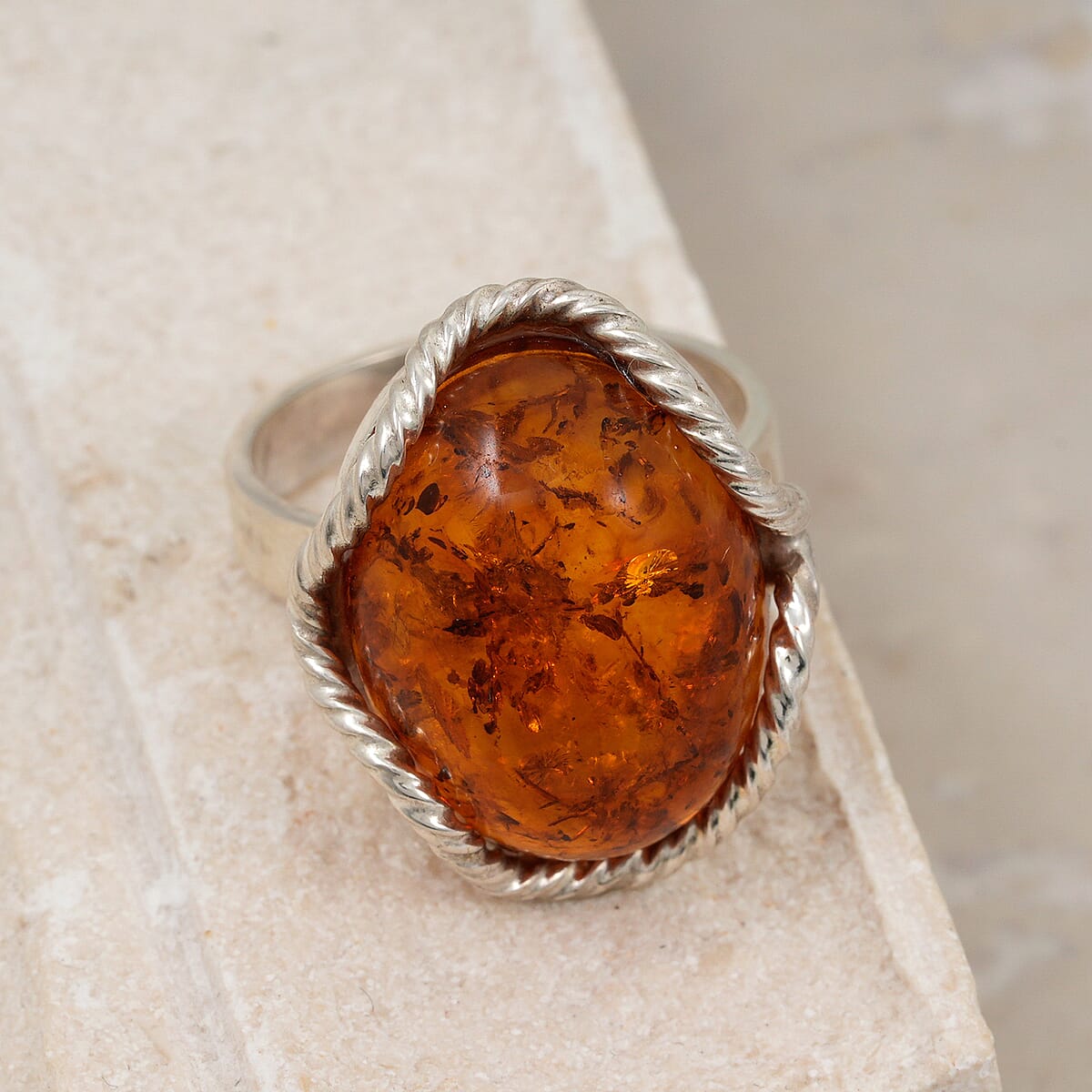 Baltic Amber Wrap Ring in Sterling Silver (Size 6.0) image number 1