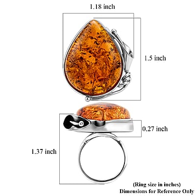 Baltic Amber Ring in Sterling Silver (Size 8.0)