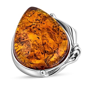 Baltic Amber Ring in Sterling Silver (Size 8.5)