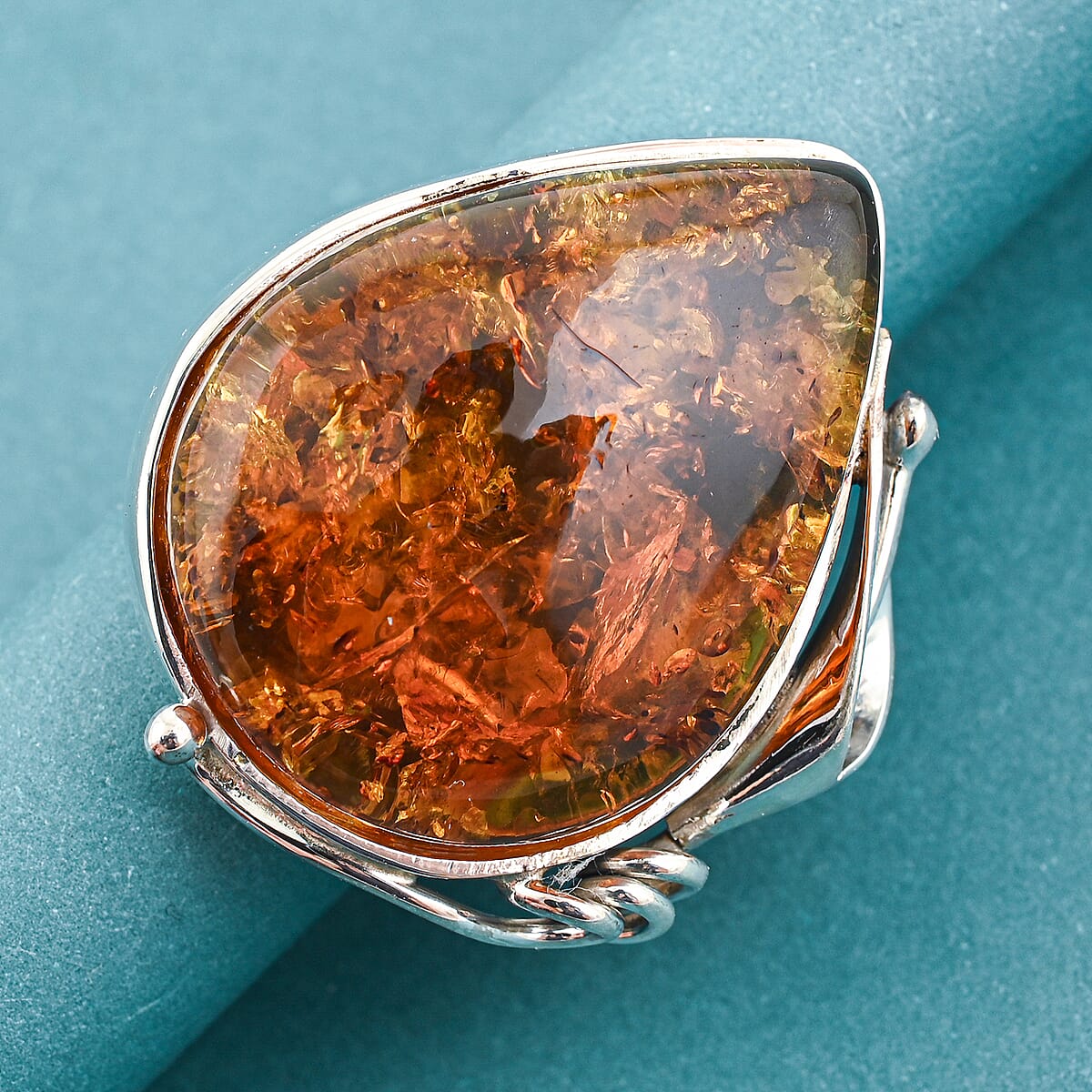 Baltic Amber Ring in Sterling Silver (Size 9.0) image number 1