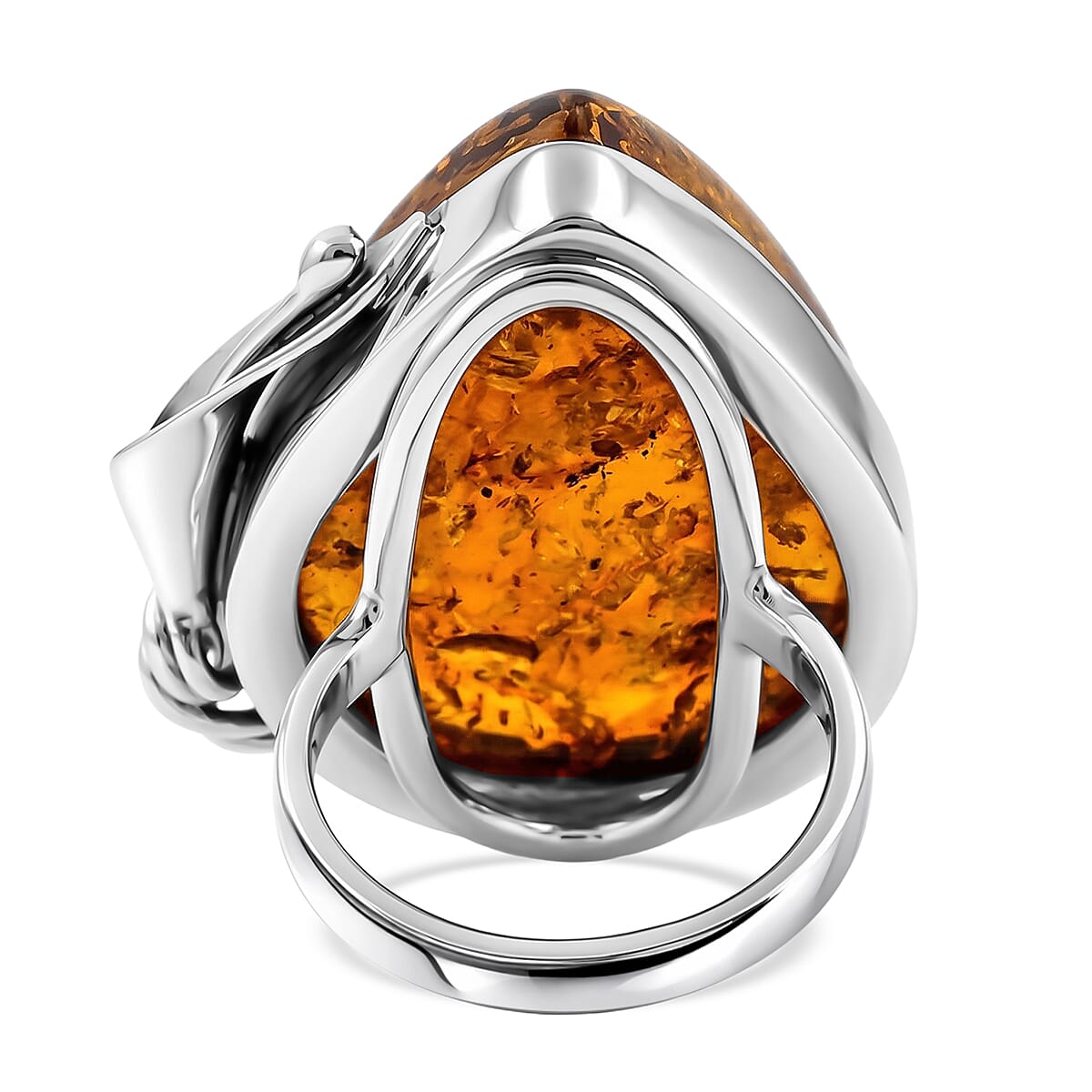 Baltic Amber Ring in Sterling Silver (Size 9.5) image number 4