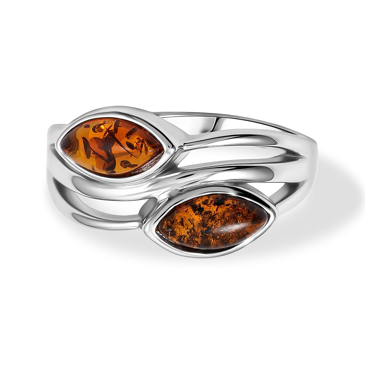 Baltic Amber Ring in Sterling Silver (Size 7.0)