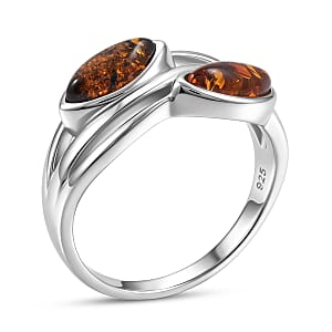 Baltic Amber Ring in Sterling Silver (Size 7.0)