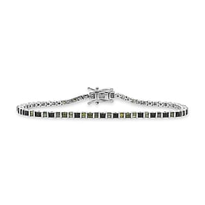 D'Joy Natural Green Diamond 1.00 ctw Classic Tennis Bracelet in Rhodium Over Sterling Silver (7.25 In)