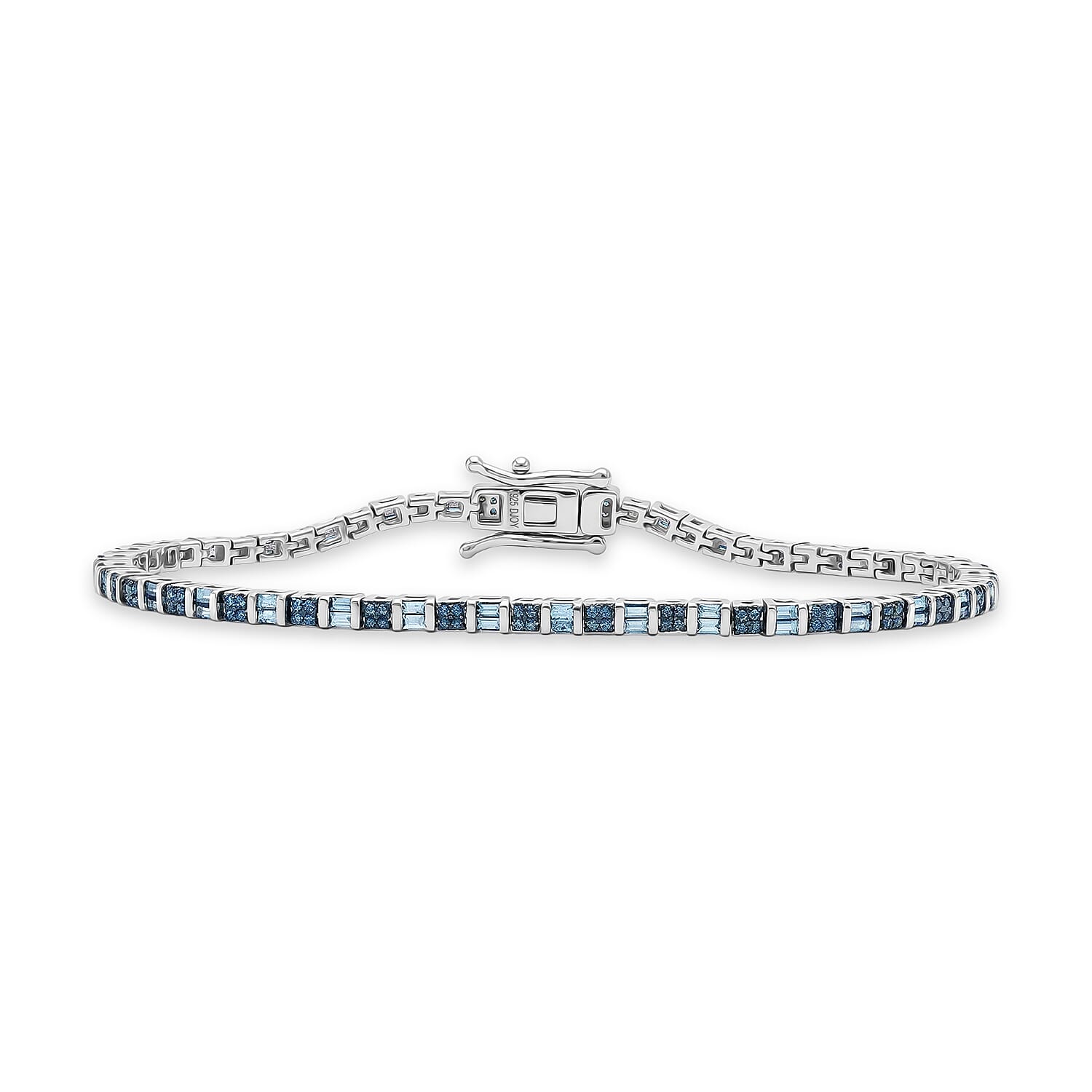 D'Joy Natural Green Diamond Classic Tennis Bracelet in Rhodium Over Sterling Silver (7.25 In) 1.00 ctw