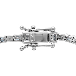 D'Joy Natural Blue Diamond 1.00 ctw Classic Tennis Bracelet in Rhodium Over Sterling Silver (7.25 In)